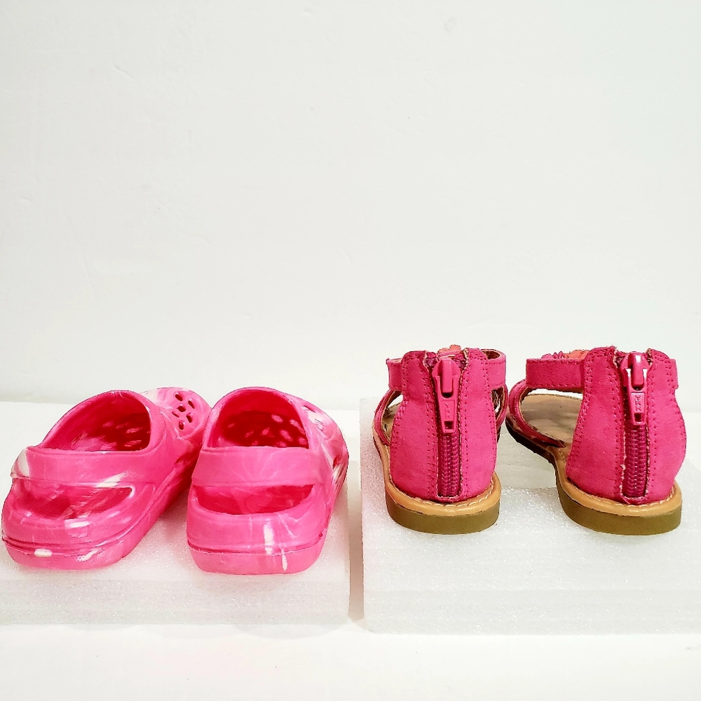 2 Pairs Bundle Pink Cherokee Gladiator Sandals & Clog Water Shoe Size 6 Girls - Picture 7 of 12